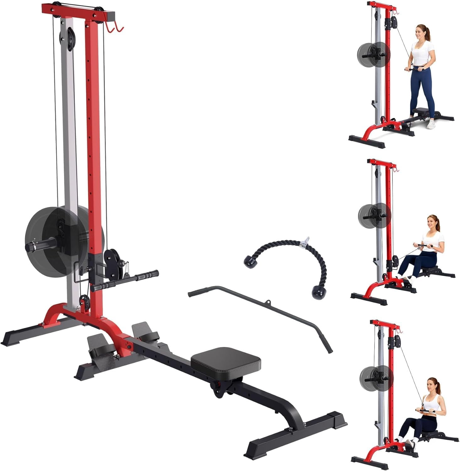 2-in-1 Rowing & Cable Machine for Home Gym – Adjustable Resistance ...