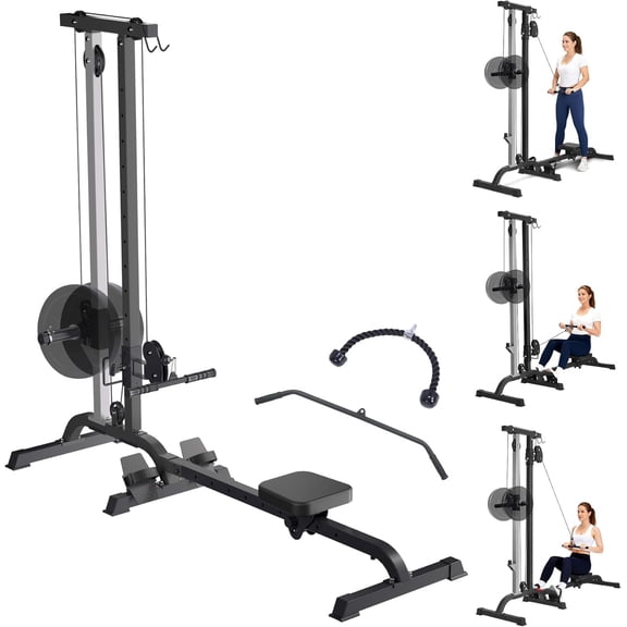 2-in-1 Rowing & Cable Machine for Home Gym – Adjustable Resistance Rower and Lat Pulldown / Low Row Combo – High & Low Pulley Stations for Versatile Strength Training – Compact Full Body Workout