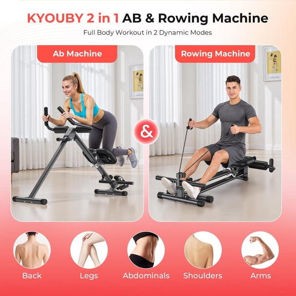 2-in-1 Rowing and Trainer with Adjustable Incline for Home Gym