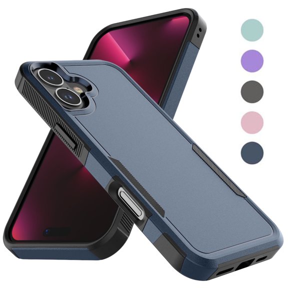 2-in-1 Rugged Phone Case compatible with Apple iPhone 16 Plus, Heavy Duty Shockproof Hard Plastic Rubber Full Body Bumper Cover