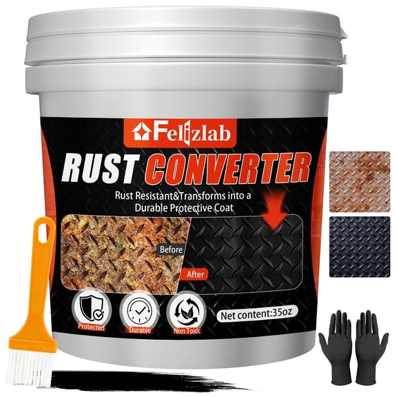 2-in-1 Rust Converter & Metal Primer, 35 Floz Automotive Rust Remover Paint for Metal,UV Resistant Anti Rust Reformer& Inhibitor, Long-Lasting Heat Resistance Coating,Industrial Grade Water Based