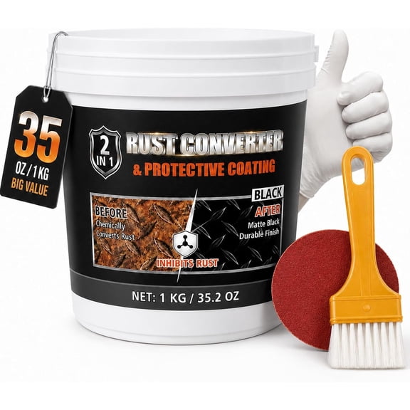 2-in-1 Rust Converter & Metal Primer, 35 oz Rust Reformer  with Encapsulator Protection for ,  Frame,  Chassis & Metal Surfaces, Heat-Resistant Matte Black Finish