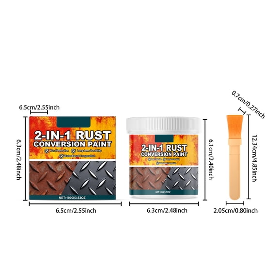 2-in-1 Rust Converter & Metal Primer, Rust Converter Paint, Rust Treatment for Metal,Rust Inhibitor Paint, Corrosion Inhibitor for Automotive, Marine, Tools