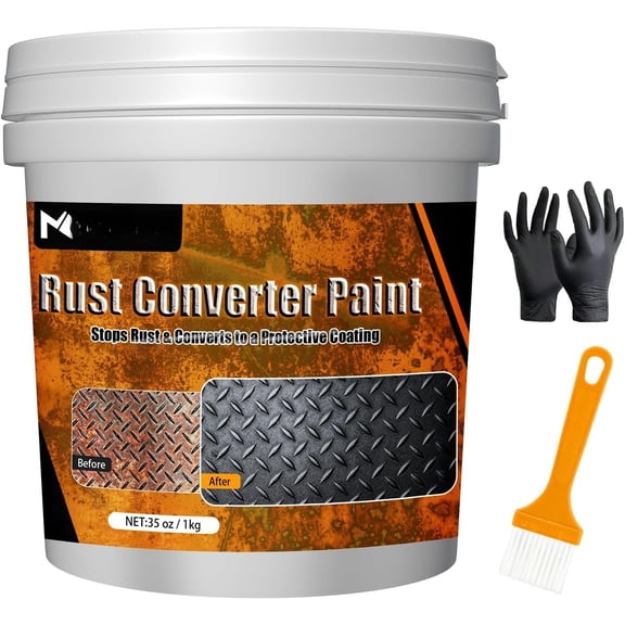 2-in-1 Rust Converter & Primer, 34.9oz Black Rust Inhibitor for Surfaces, Water-Based Rust Reformer & Sealant, Anti Rust Coating for Trailer, Tools, Farm