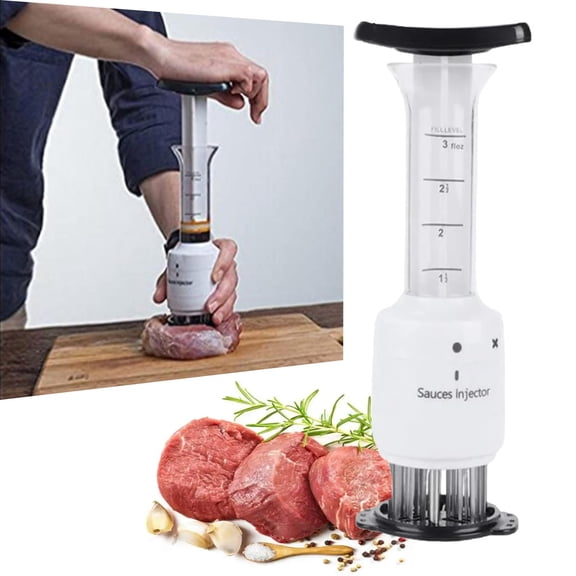2-in-1 Sauce Injector & Meat Tenderizer – Stainless Steel Marinade Injector for BBQ Turkey, Chicken, Beef, 304 Food-Grade, Easy Clean & Disassemble