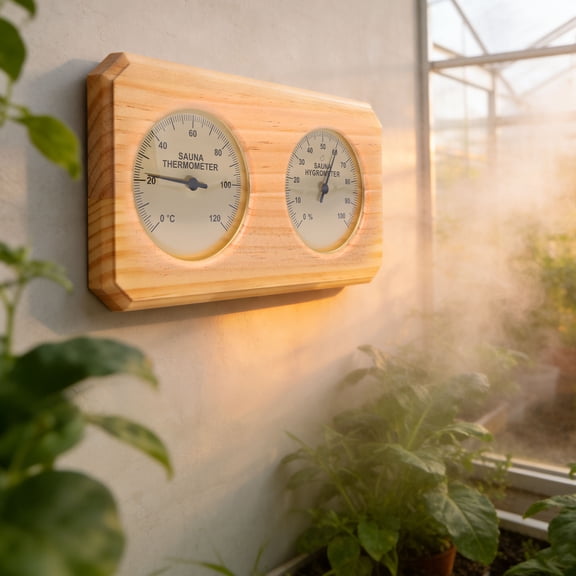 2 in 1 Sauna Thermometer and Hygrometer Wall Mount Design Dual Temperature and Humidity Gauge Split Dial Design for Sauna Room