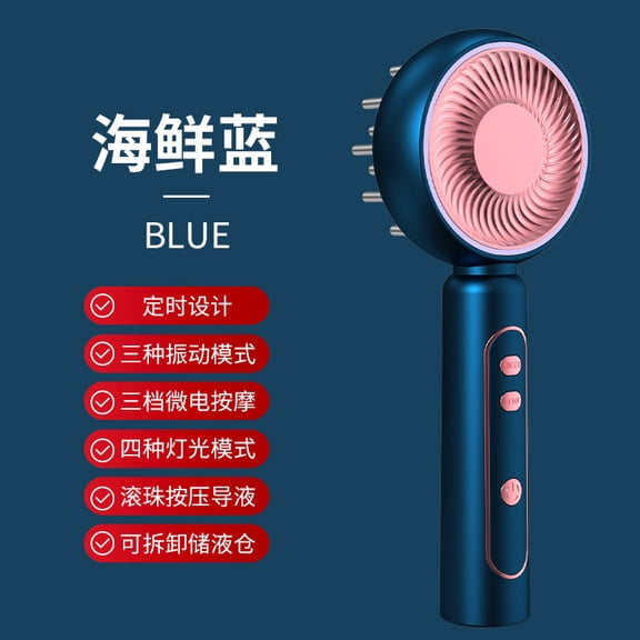 2-in-1 Scalp Care Device with Interchangeable Massager & Dryer Heads, Features Red/Blue Light, Vibration, and Serum Applicator for a Complete At-Home Spa Routine