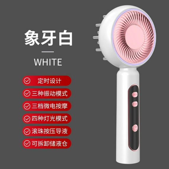 2-in-1 Scalp Care Device with Interchangeable Massager & Dryer Heads, Features Red/Blue Light, Vibration, and Serum Applicator for a Complete At-Home Spa Routine
