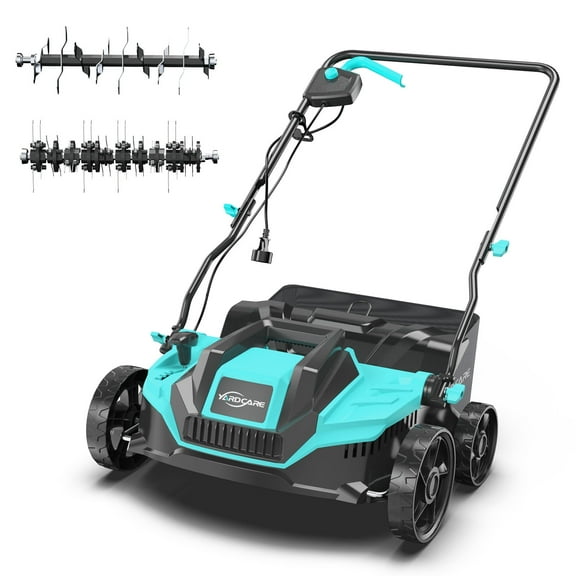 2-in-1 Scarifier and Dethatcher Deep Soil Revitalization with High-Torque Motor, Adjustable Depth Control, Dual Safety Switch & Removable 10.5-Gallon Thatch Bag