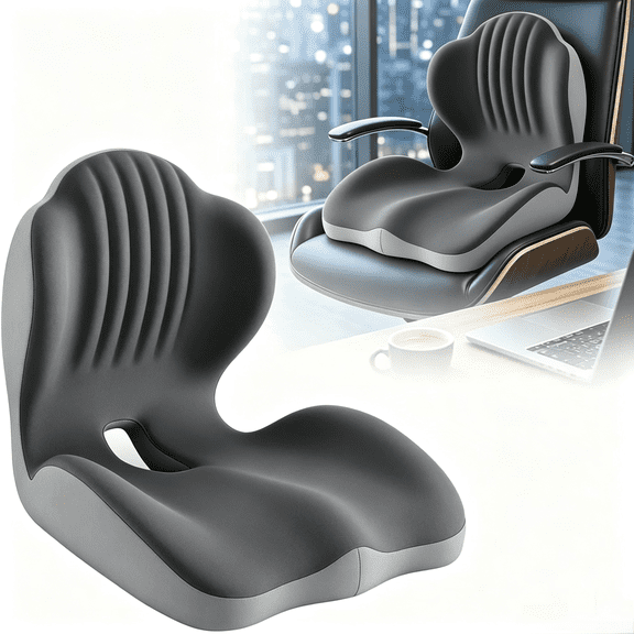 2-in-1 Seat Cushion and Backrest, Ergonomic Seat Cushion ,Memory Foam Lumbar Support ,L-Shaped Office Chair Cushion & Car Seat Cushion, One-Piece Coccyx Pad for Tailbone Pain Relief