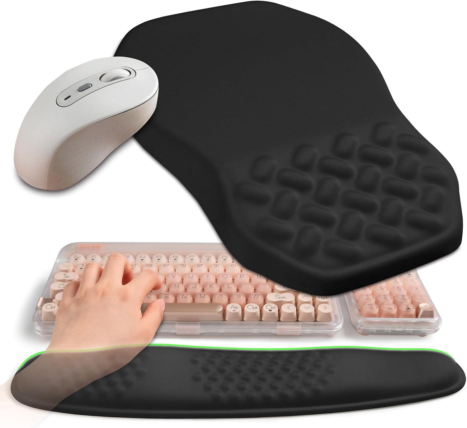 2-in-1 Set, Wave Keyboard Wrist Rest and Massage Slope Pad Wrist ...