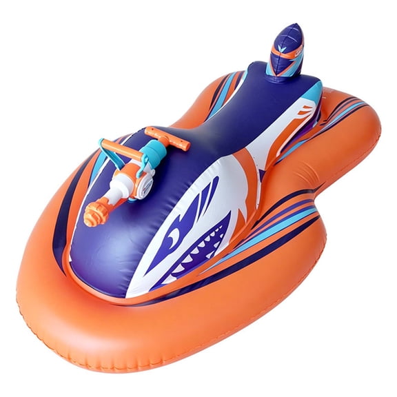 2-in-1 Shark Inflatable Jet Water Ski-On Pool Floatie Water Soaker Thick PVC Stable Wide Base Up to 75kg (165 lbs) for Adults Summer Lake Beach Pool Party