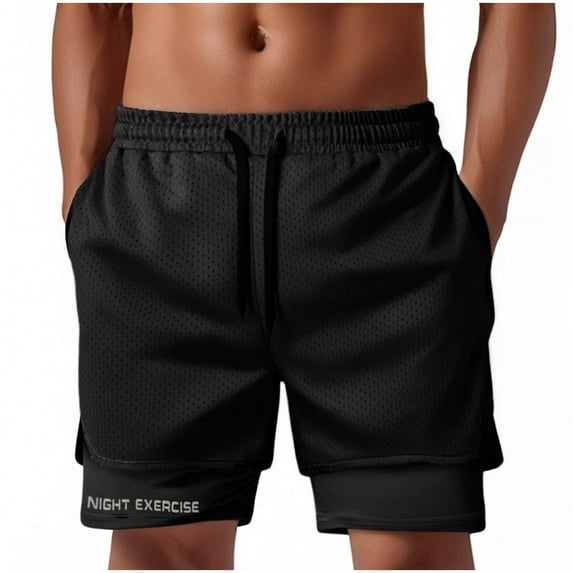 2 in 1 Shorts Men Workout Shorts Fashion Mesh Breathable Gym Athletic Shorts Track and Field Sports Sweatpant