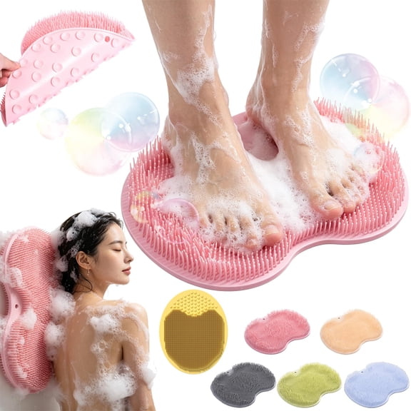 2-in-1 Shower Back and Foot Scrubber, Foot Back Shower Scrubber Mat with Non-Slip Suction Cups, Feet Back Scrubber Dead Skin Shower