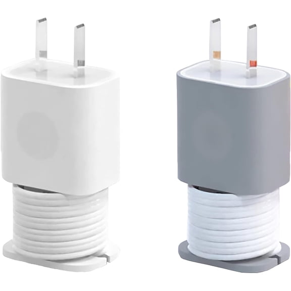 2 in 1 Silicone Charger Protector with Cord Wrap, iPhone Power Adapter Case, Snapback Winder, Compatible 18W/20W (2P-WG)
