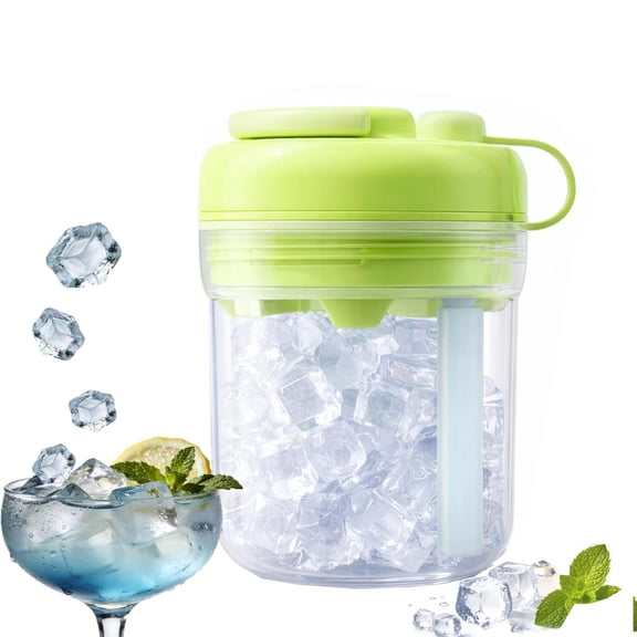 2 in 1 Silicone Ice Cube Cup with Straw, Portable Touch-Free Ice Maker Bottle, 380ml Easy Press Ice Tray for Iced Coffee Juice