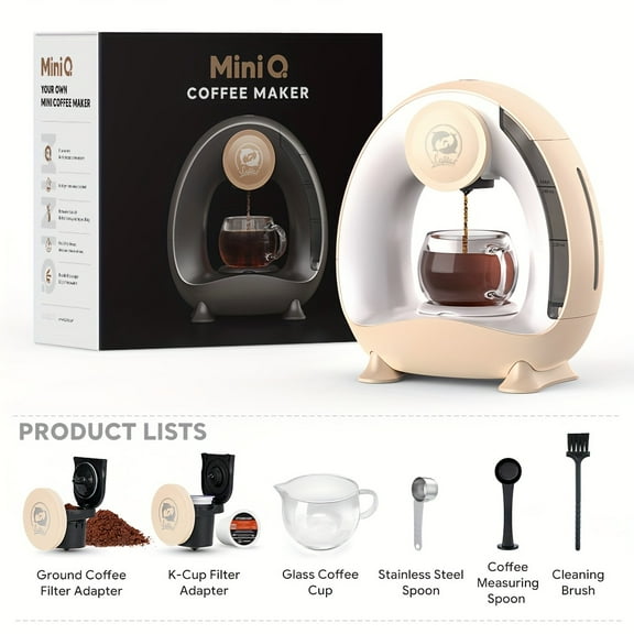 2-in-1 Single Serve Coffee Maker | Compatible With K Cup & Ground Coffee, Espresso/Americano Mini Machine + Tea Maker | W/ Coffee Filter & K CUP Adapter, 4-8 Oz One Cup Brewing Size