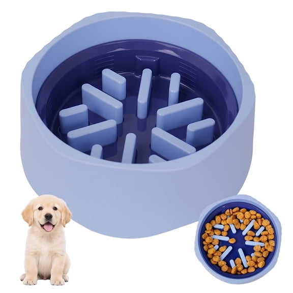 2-in-1 Slow Feeder Dog Bowl, 22oz & 40oz Dual-Mode Pet Food Bowl, Non-Slip Dog Slow Feeder for Fast Eaters, Convertible Standard & Slow Eating Dog Bowl for Dogs and Cats Blue
