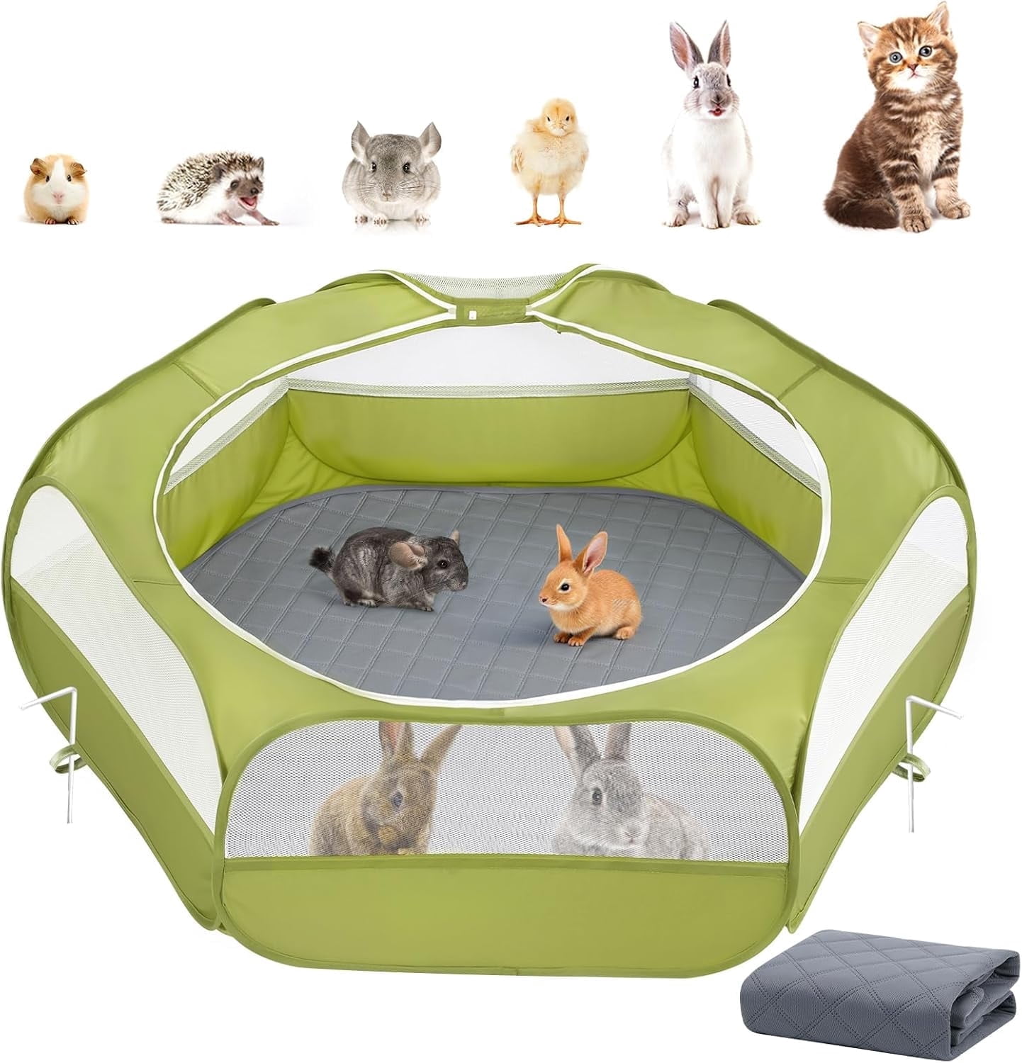Portable Animals Pawaboo 2-in-1 Small Animals Playpen with Pad, Waterproof Small Pet ...