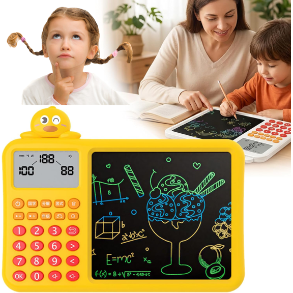 2-in-1 Smart Math Learning Tablet & LCD Writing Pad , Eye-Protect LCD , Interactive Doodle Tool , No Blue Light, No Glare , Electronic Oral Arithmetic Trainer (Yellow)