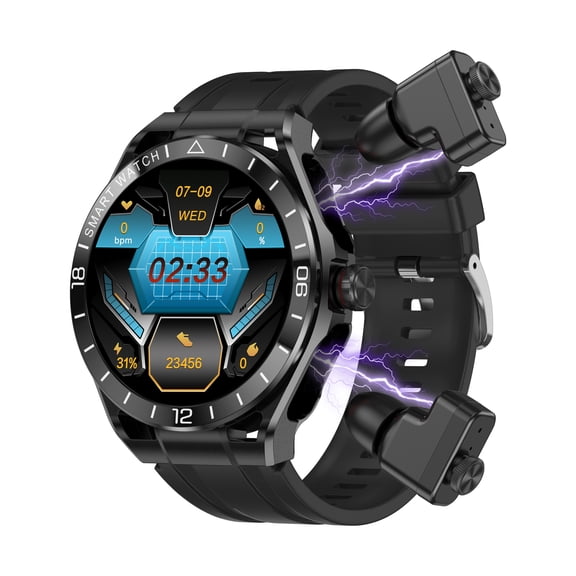 2 in 1 Smart Watch and Wireless Earbuds, 1.52 Inch IPS Screen, IP67 Water Resistance, for Android and iOS