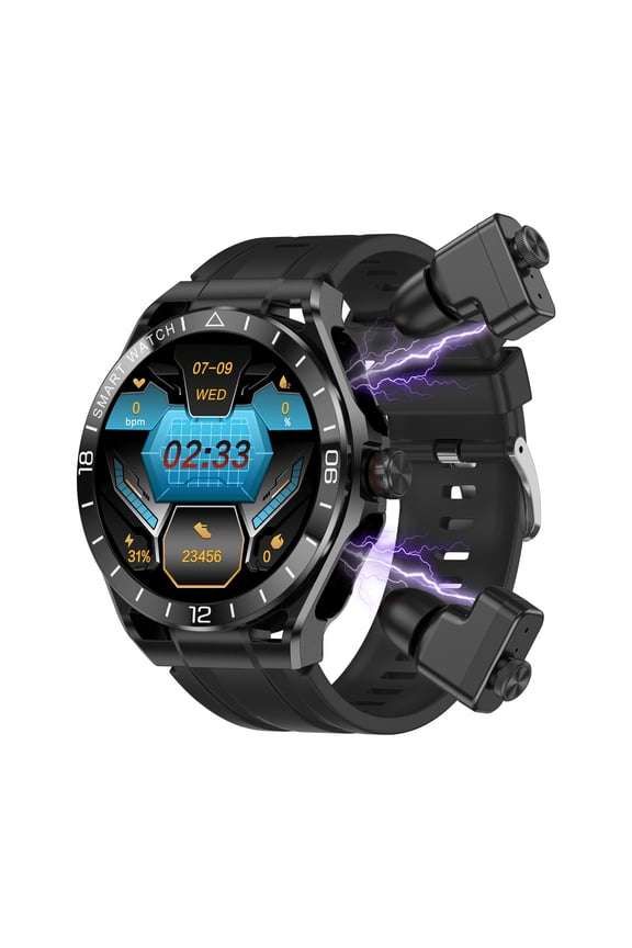 2 in 1 Smart Watch and Wireless Earbuds, 1.52 Inch IPS Screen, IP67 Water Resistance, for Android and iOS