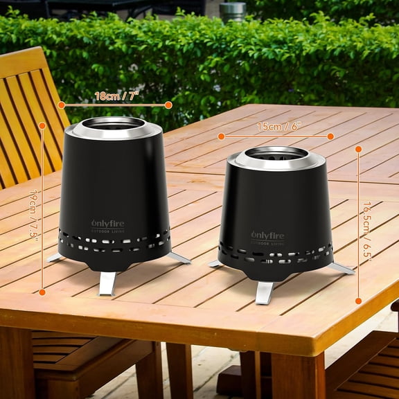 2-in-1 Smokeless Fire Pit with Pot Bracket & Carry Bag, 7.8" Portable Camping Stove, Wood Burning Mini Tabletop Fireplace for  Backyard RV Tailgating, Black FP053