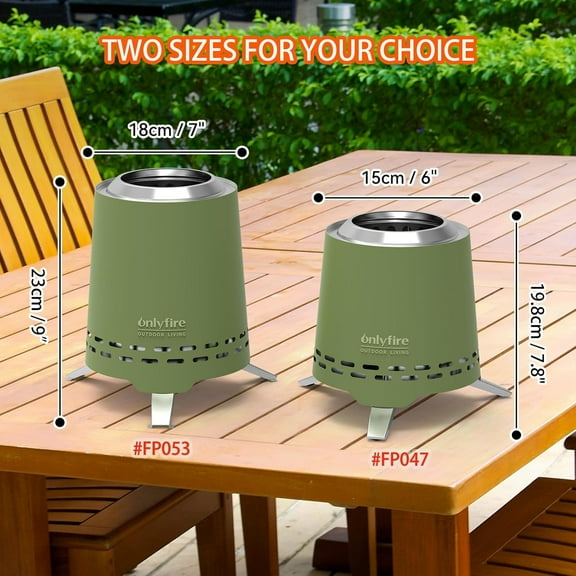 2-in-1 Smokeless Fire Pit with Pot Bracket & Carry Bag, 7.8" Portable Camping Stove Wood Burning Tabletop Fireplace for Backyard RV Tailgating, Green FP053