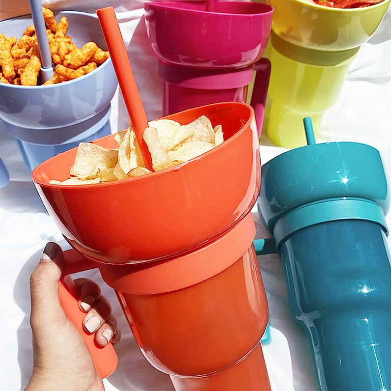  Travel Cup with Straw and Snack Bowl,Cup Bowl Combo  Travel，Drink Cups，Snack Bowl and Drink Cup,2 in 1 Snack Bowl Drink  cuptravel Cup with Straw and Snack Bowl,Cup Bowl Combo Travel (pink) 