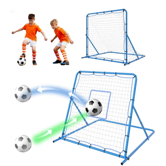 2-in-1 Soccer Rebounder Net & Goal – Double-Sided 4x4 FT Frame – Adjustable Angle, Durable for Soccer, Baseball, Volleyball, Basketball Training – Portable Team Sports Equipment