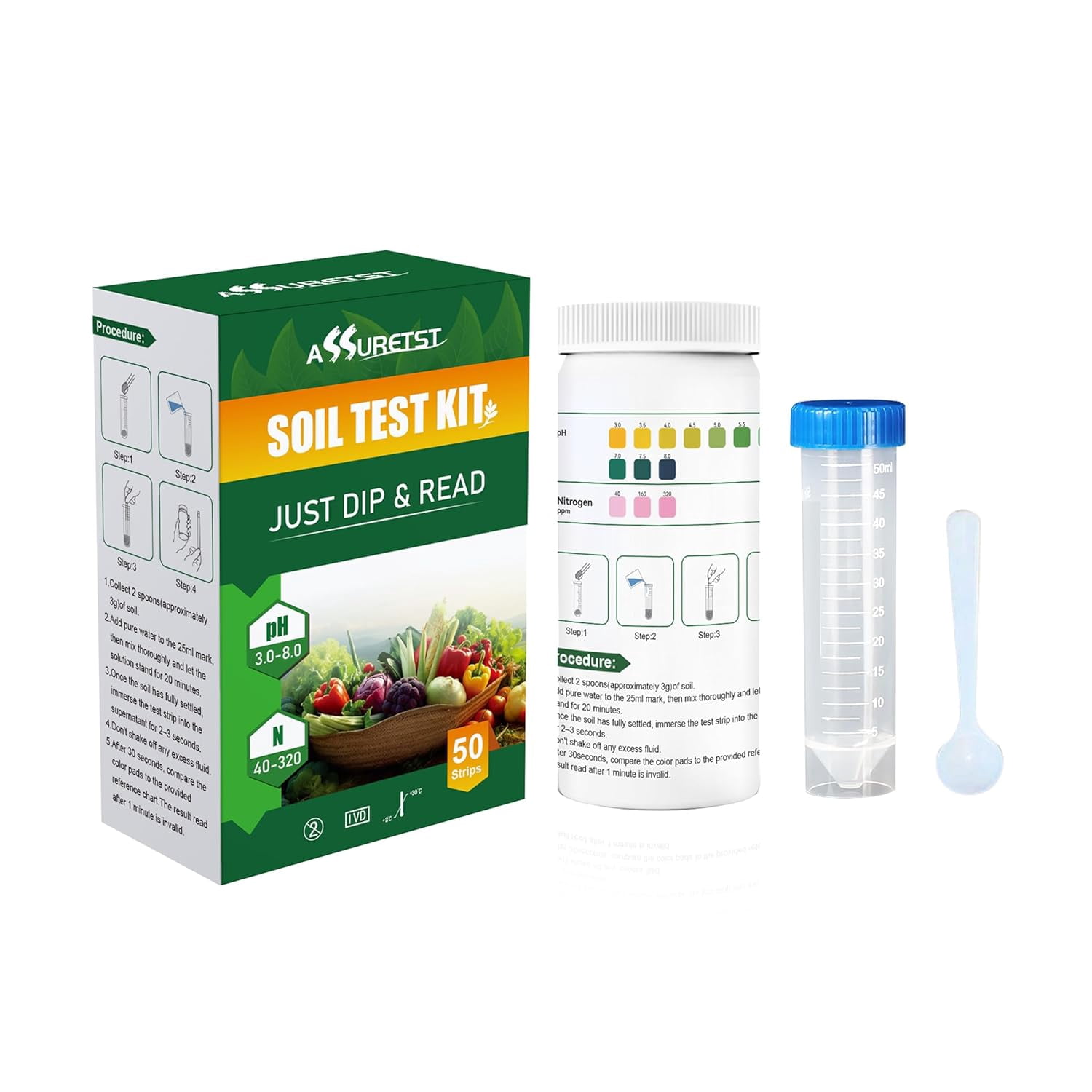 Plant Testing Rates 2-in-1 Soil Test Kit for pH & Nitrogen(50cnt) – Garden, Lawn, Flowers ...