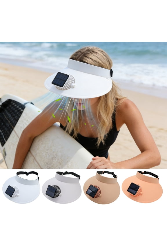 2 in 1 Solar Fan Hat Plastic Round Cap with USB Charging Adjustable Fan Angle Safety Guard Detachable Cooling for Travel Sports by PALIFEUR
