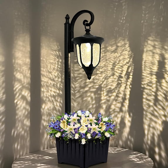 2-in-1 Solar Lamp Post With Planter – Waterproof Outdoor Solar Light For Front Porch, Garden, Yard & Patio (Freestanding, Wire-Free)