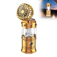 thumbnail image 1 of 2-in-1 Solar Light and Fan (Gold), Rechargeable Lantern with Phone Charger, Portable Power for Hurricane Emergency Camping Power Outage, Multi-Functional, 1 of 8
