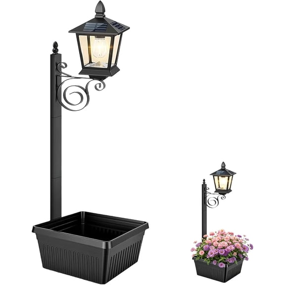 2-in-1 Solar Pathway Light with Planter, Heavy Duty Waterproof Outdoor Lamp Post for Front Door, Porch & Landscape(RL 1 PC)