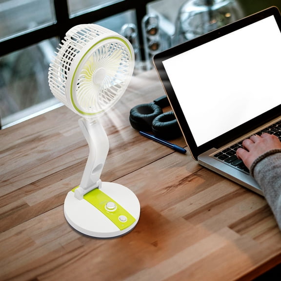 2-in-1 Solar-Powered Desk Fan & LED Night Light, Adjustable Brightness & Angle, 1800mAh Battery, USB and Solar Charging