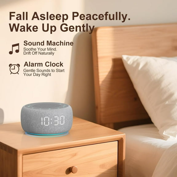 2-in-1 Sound  & Alarm Clock with 18 Soothing Sounds,  Night Light, Sleep Timer, 30-Level Volume Control