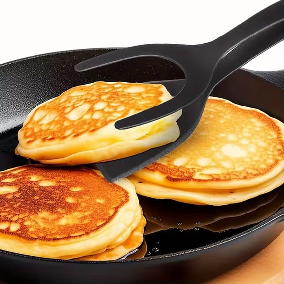 2-in-1 Spatula & Tongs, Non-Stick Egg Flipper & Scraper, Multi-Purpose Kitchen Cooking Tool for Pancakes, Fish, French Omelets & Burgers