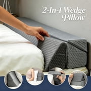 2-in-1 Square & Triangle Wedge Pillow Suitable for Bed Wall Gap, Foldable Cushion with Removable Washable Cover, Foam Support for Sitting Reading Sleeping, Firm Bed Wedge for &, Quilted for Use
