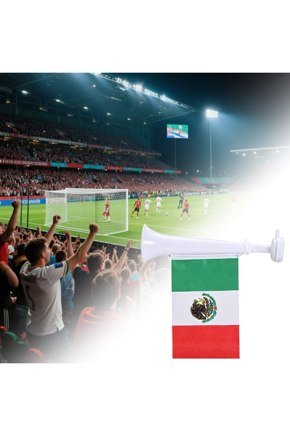 2-in-1 Stadium Cheering Horn with Attached Country Flag, Adjustable Telescopic Noise Maker for Sports Events, Tailgates, Parades and Watch Parties, Fan Essential for Game Day Spirit, By Harlik