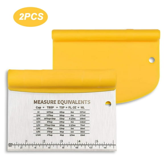 2 in 1 Stainless Steel Bench Dough Scraper Set Multi Function Bread Making Tools with Measurement for Cake Baking Tools