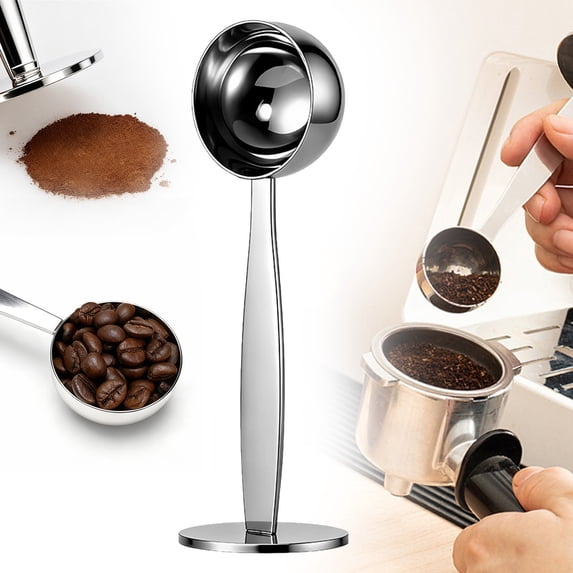 2-in-1 Stainless Steel Coffee Scoop & Tamper - Dual-Headed Coffee Measuring Spoon for Home & Café Use