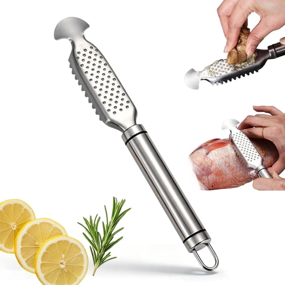 2-in-1 Stainless Steel Fish Scaler - Heavy Duty Rust Proof, Ergonomic Non-Slip Handle, Fast Descaling for Salmon & Snapper