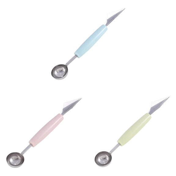 2-in-1 Stainless Steel Fruit Carving Tool - Melon Ball Scoop & Watermelon Divider - Professional Grade Kitchen Implement for Cantaloupe, Ice Cream & Dessert Decoration