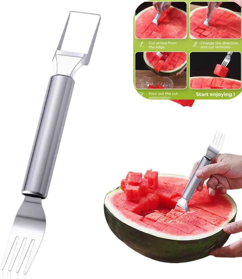 Fork Cutter 2-in-1 Stainless Steel Fruit Cutter, 2025 Upgraded Watermelon Fork ...