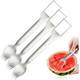 thumbnail image 1 of 2-in-1 Stainless Steel Fruit Cutter, 2025 Watermelon Fork Slicer Cutter, Portable Fruit Cutter for Camping, Picnics & Home Use, Fruit Forks Slicer for Home Party Camping Kitchen Gadget (3 PCS), 1 of 8