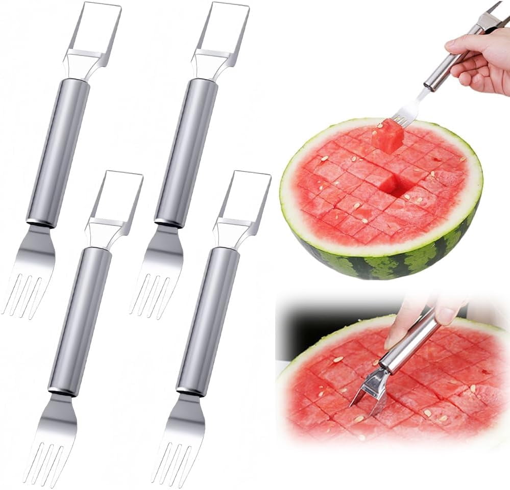 2-in-1 Stainless Steel Fruit Cutter, 2026 New Watermelon Fork Slicer ...