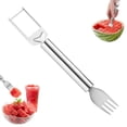 thumbnail image 1 of 2-in-1 Stainless Steel Fruit Cutter – Watermelon Slicer and Fork Tool, Dual-Head Design with Round Handle for Kitchen Fruit Cubes – Perfect for Watermelon, Mango, Cantaloupe, Dragon Fruit  (1PCS), 1 of 7