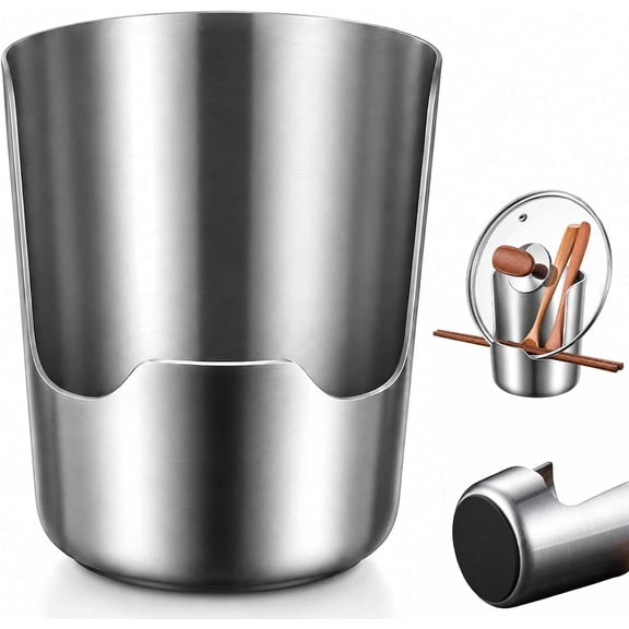 2 in 1 Stainless Steel Holder with Spoon Rest and Pot Lid Holder