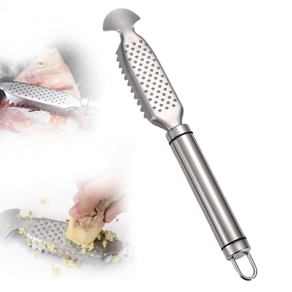 2-in-1 Stainless Steel , Scales Scraping Tool, Grater, 9 Inch Stainless Steel Fish , Grade Remover Tool
